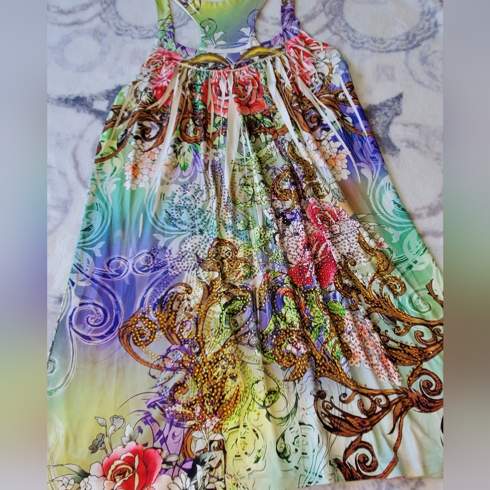 NWOT Brand "Twelve" Floral Racerback Dress by S Twelve - Picture 8 of 10